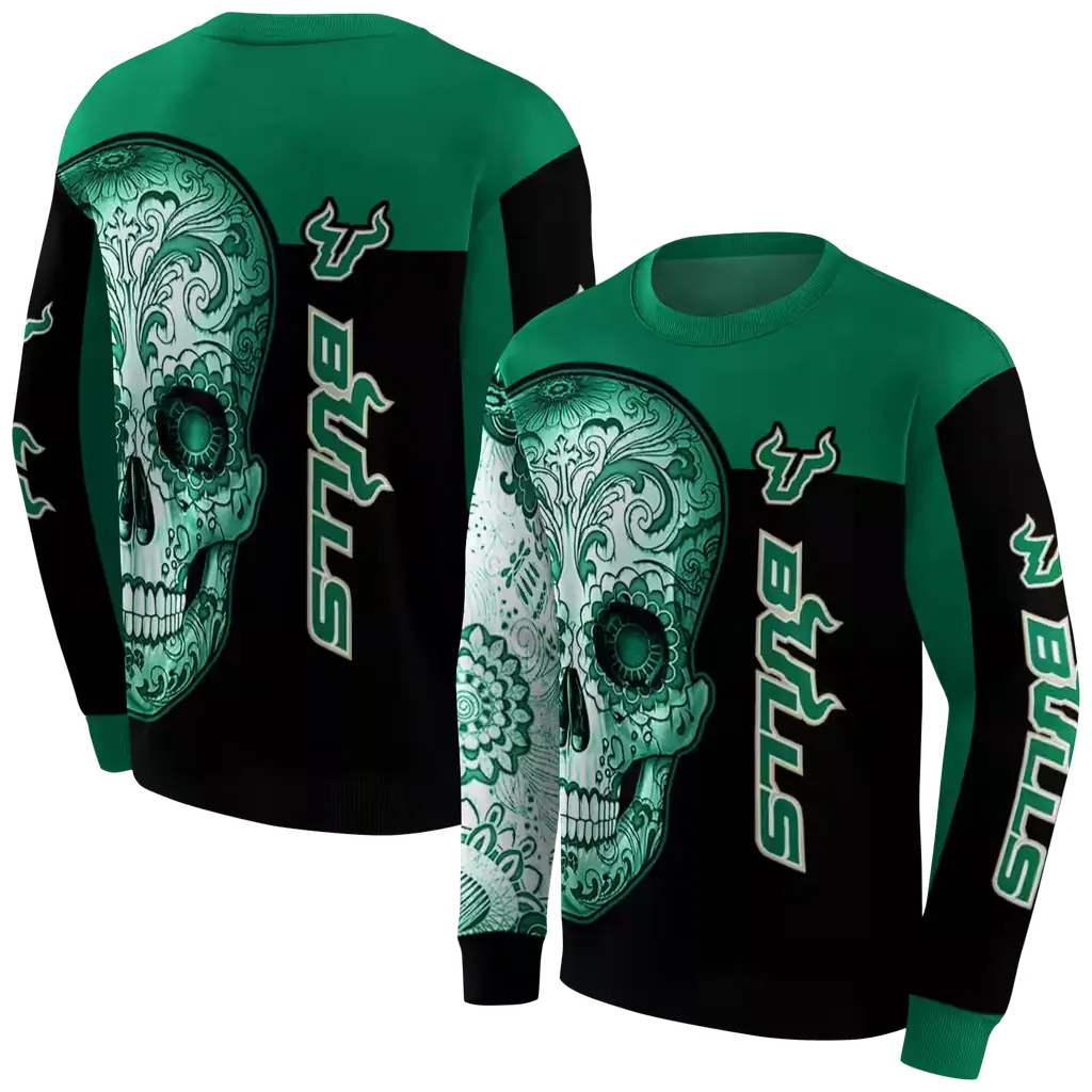 south florida bulls sugar skull green black hoodie premium grade south florida bulls sugar skull green black hoodie premium grade