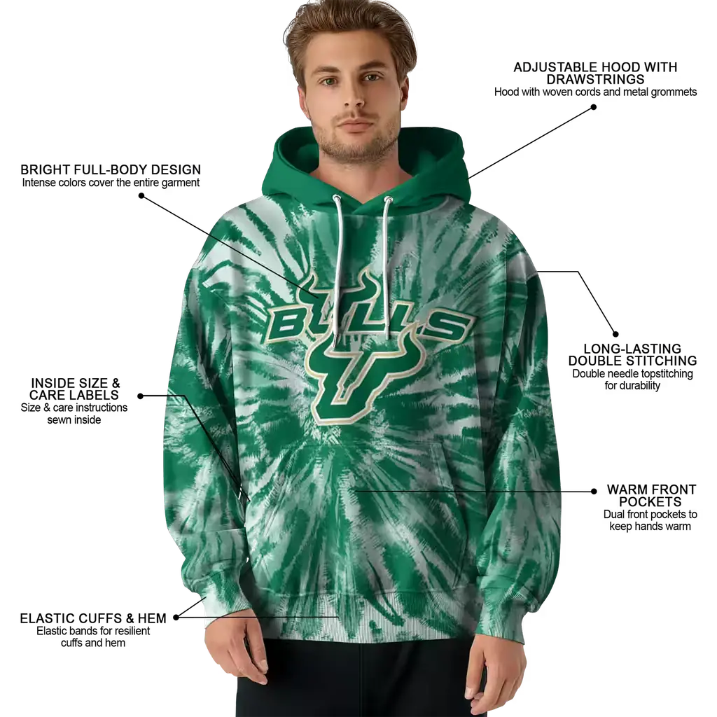 south florida bulls tie dye pattern green hoodie latest model south florida bulls tie dye pattern green hoodie latest model