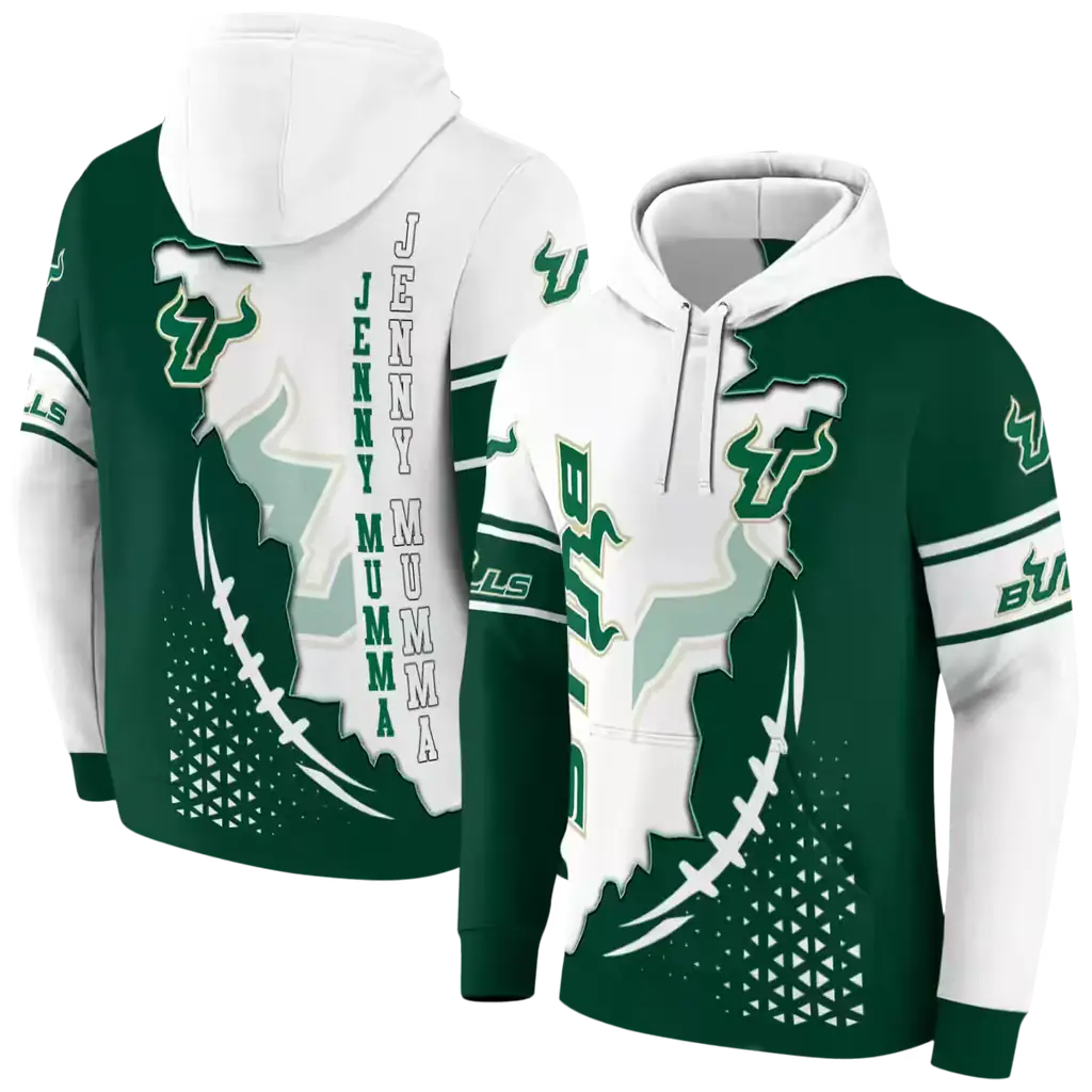 south florida bulls triangular pattern green white hoodie fashion forward south florida bulls triangular pattern green white hoodie fashion forward