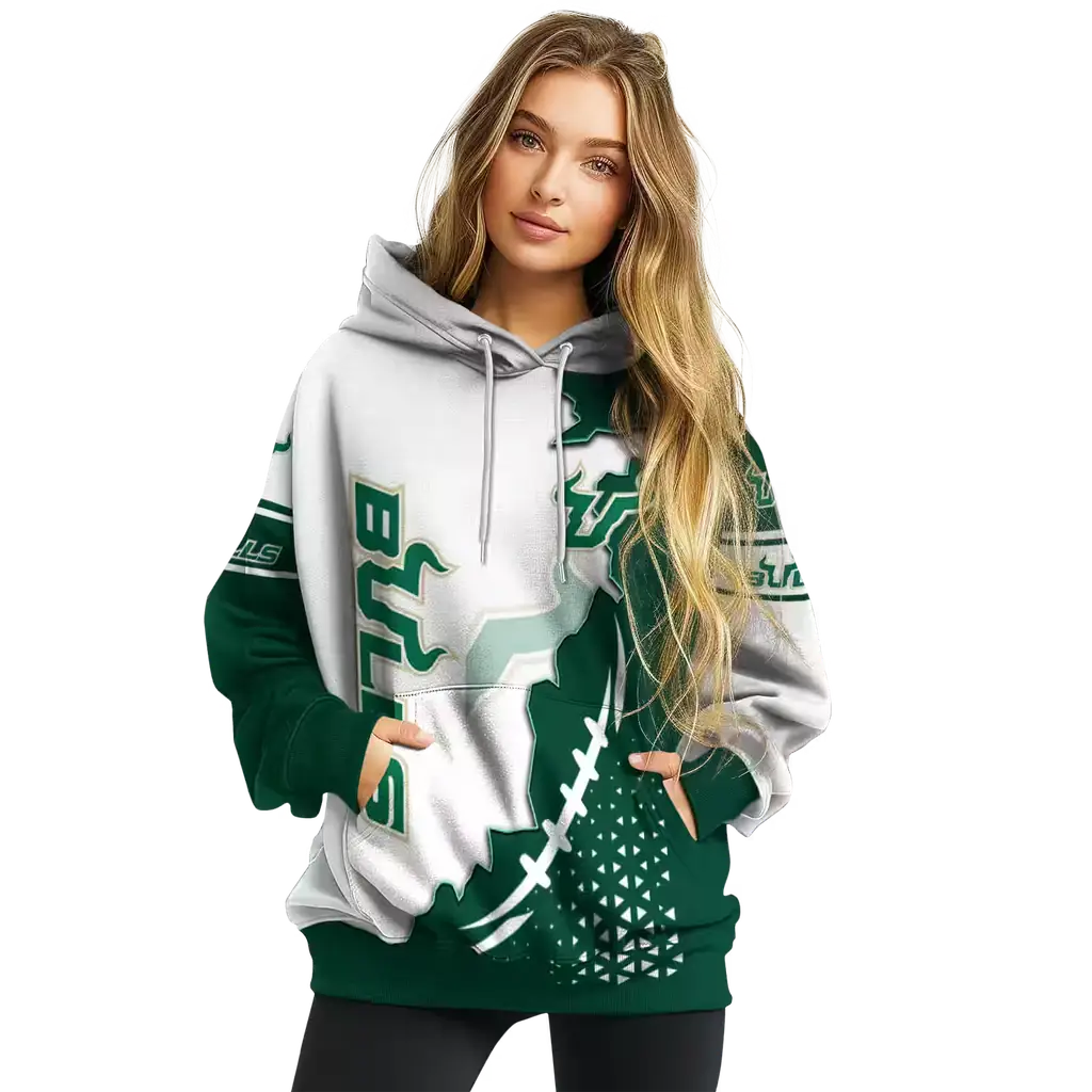 south florida bulls triangular pattern green white hoodie high quality south florida bulls triangular pattern green white hoodie high quality