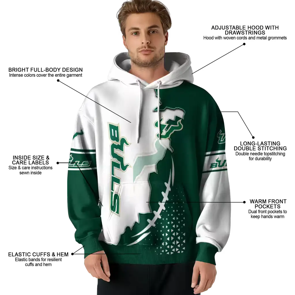 south florida bulls triangular pattern green white hoodie latest model south florida bulls triangular pattern green white hoodie latest model