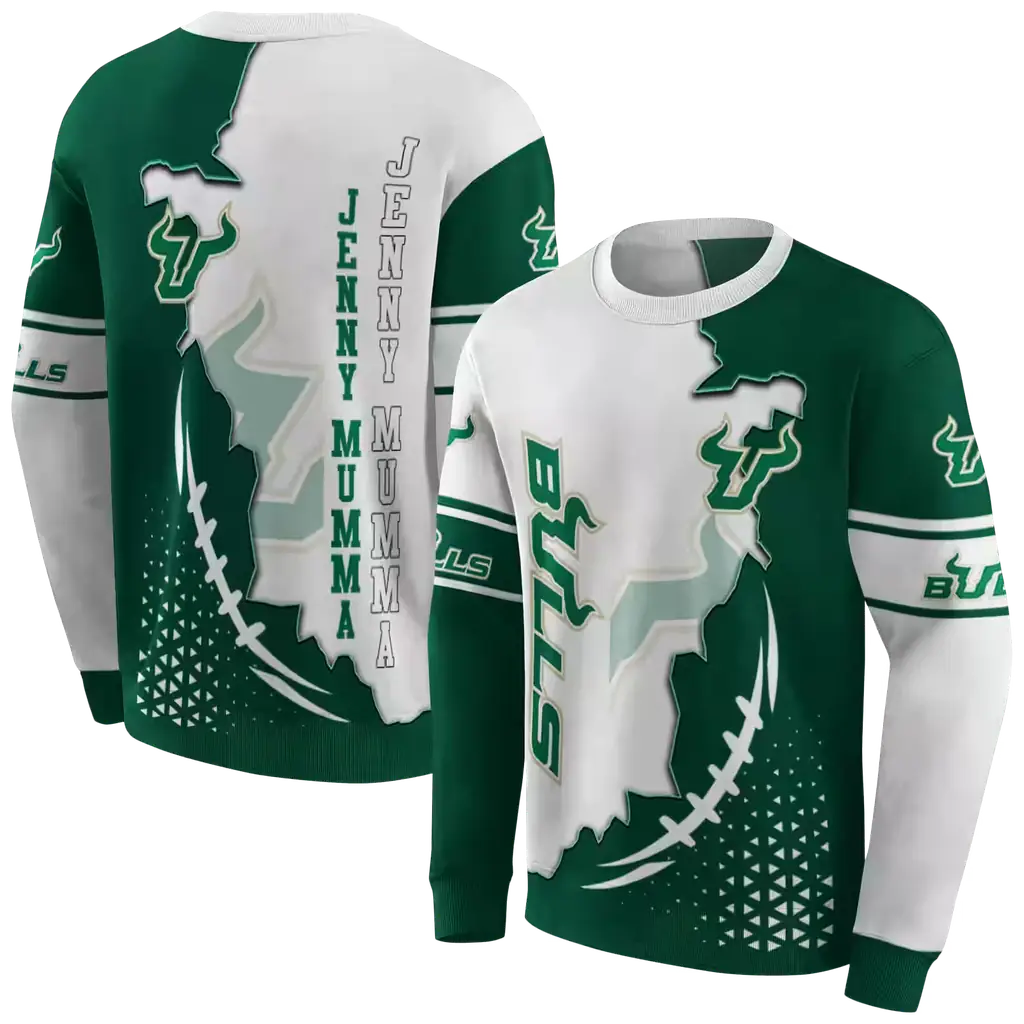 south florida bulls triangular pattern green white hoodie premium grade south florida bulls triangular pattern green white hoodie premium grade