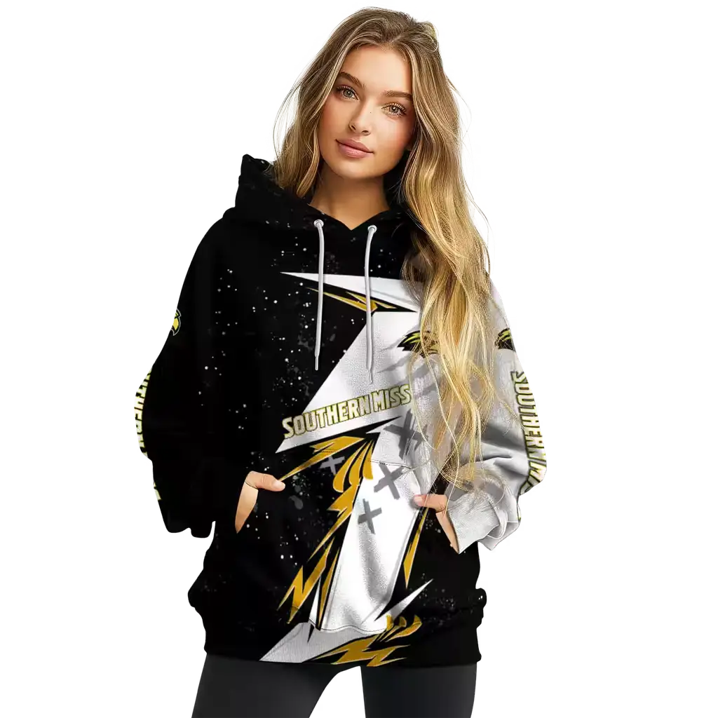 southern miss golden eagles dynamic slash black white hoodie high quality southern miss golden eagles dynamic slash black white hoodie high quality