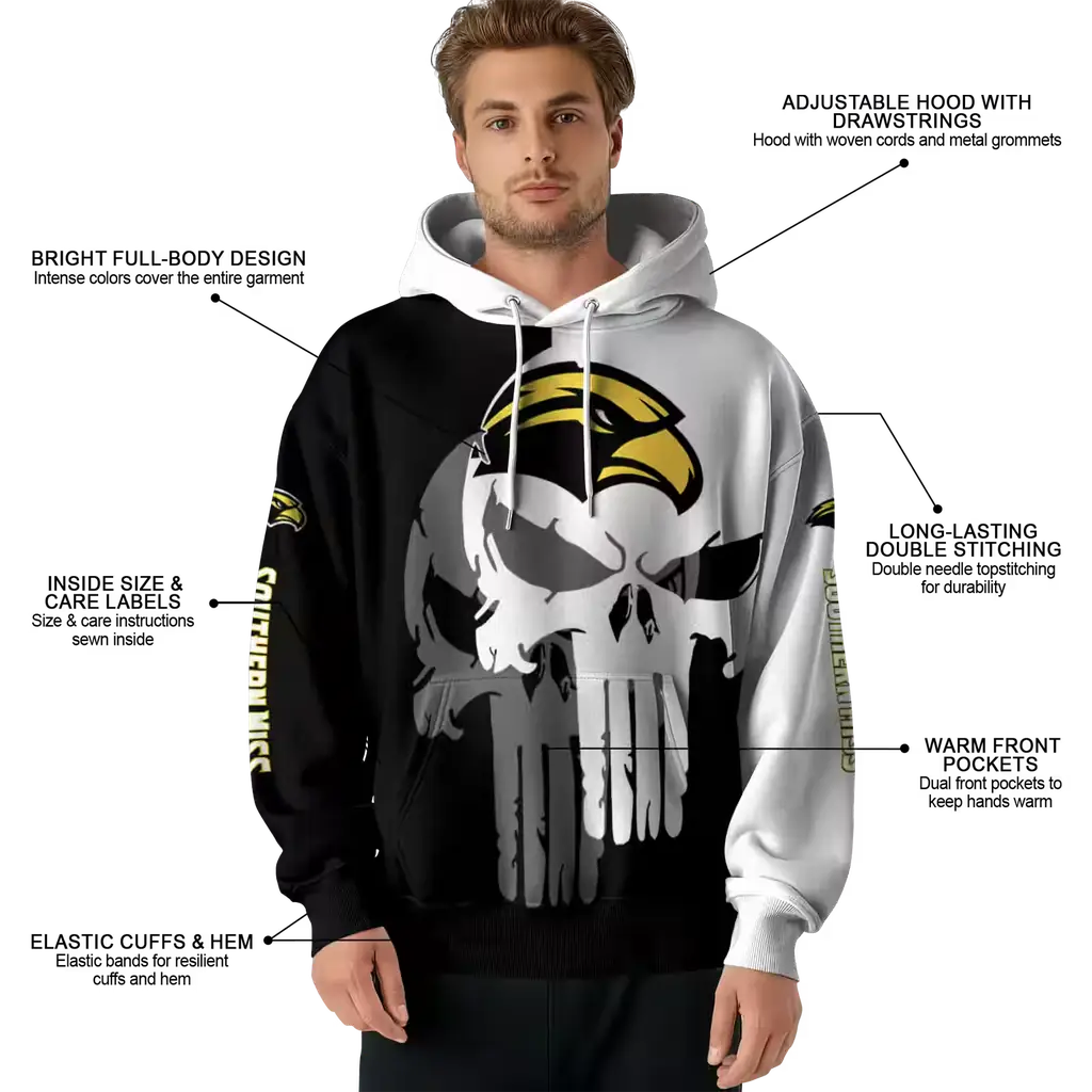 southern miss golden eagles graphic punisher black white hoodie latest model southern miss golden eagles graphic punisher black white hoodie latest model