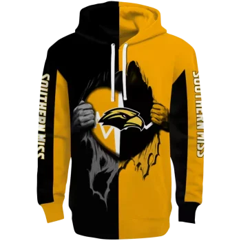 southern miss golden eagles heartbeat graphic black hoodie best selling