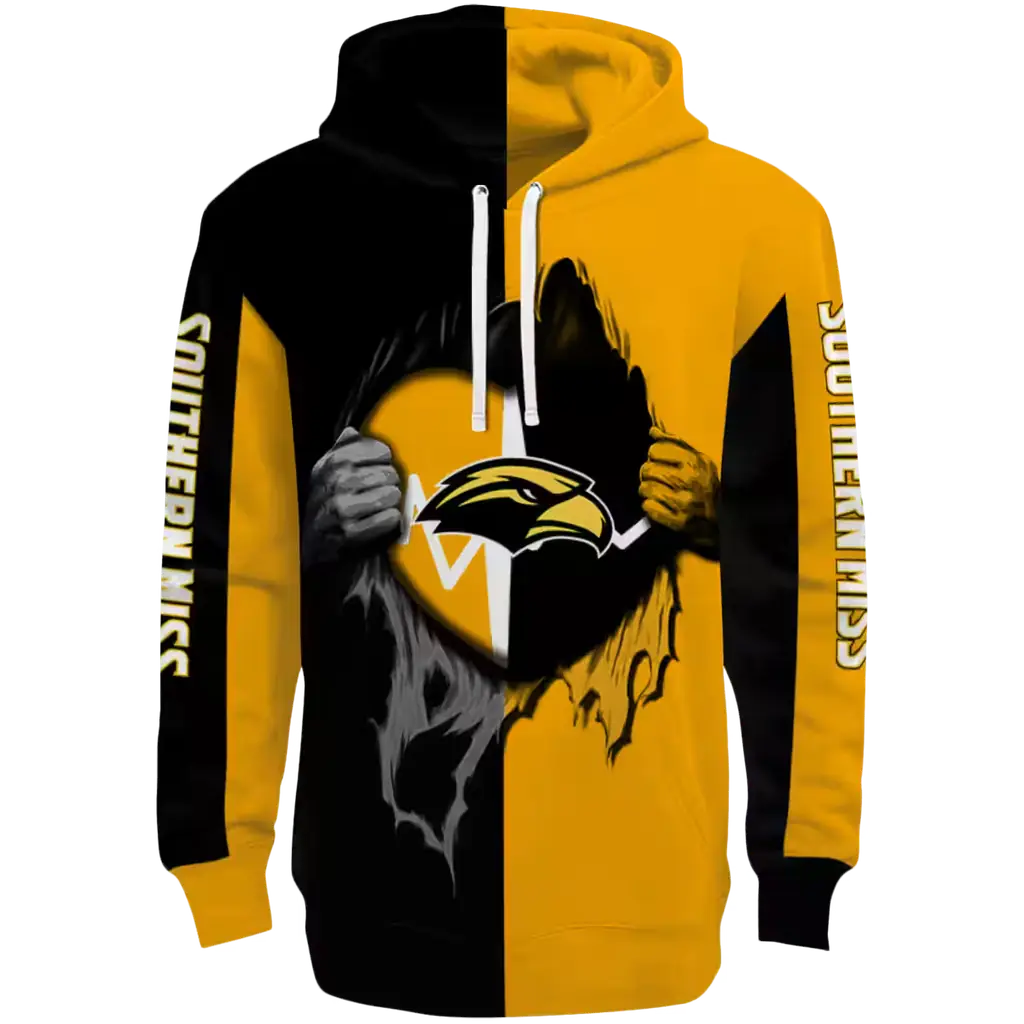 southern miss golden eagles heartbeat graphic black hoodie best selling southern miss golden eagles heartbeat graphic black hoodie best selling