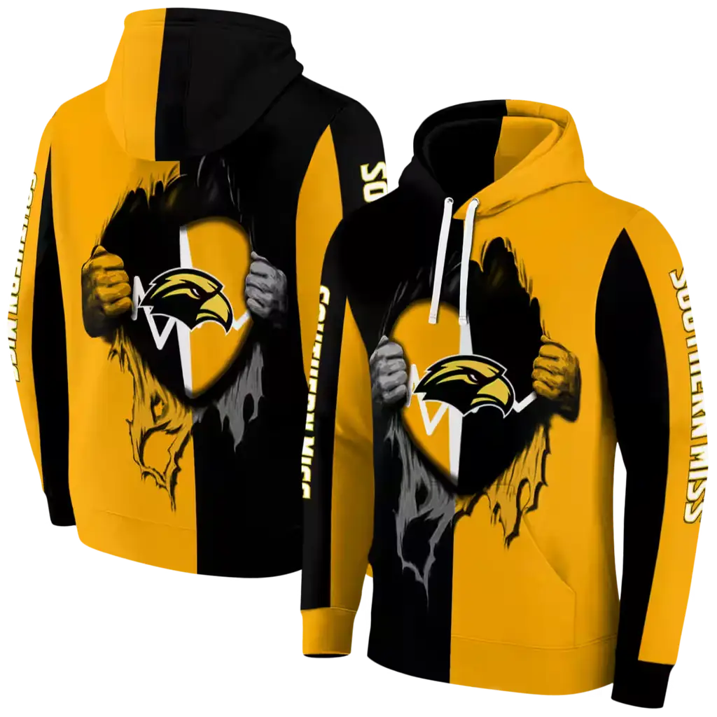 southern miss golden eagles heartbeat graphic black hoodie fashion forward southern miss golden eagles heartbeat graphic black hoodie fashion forward