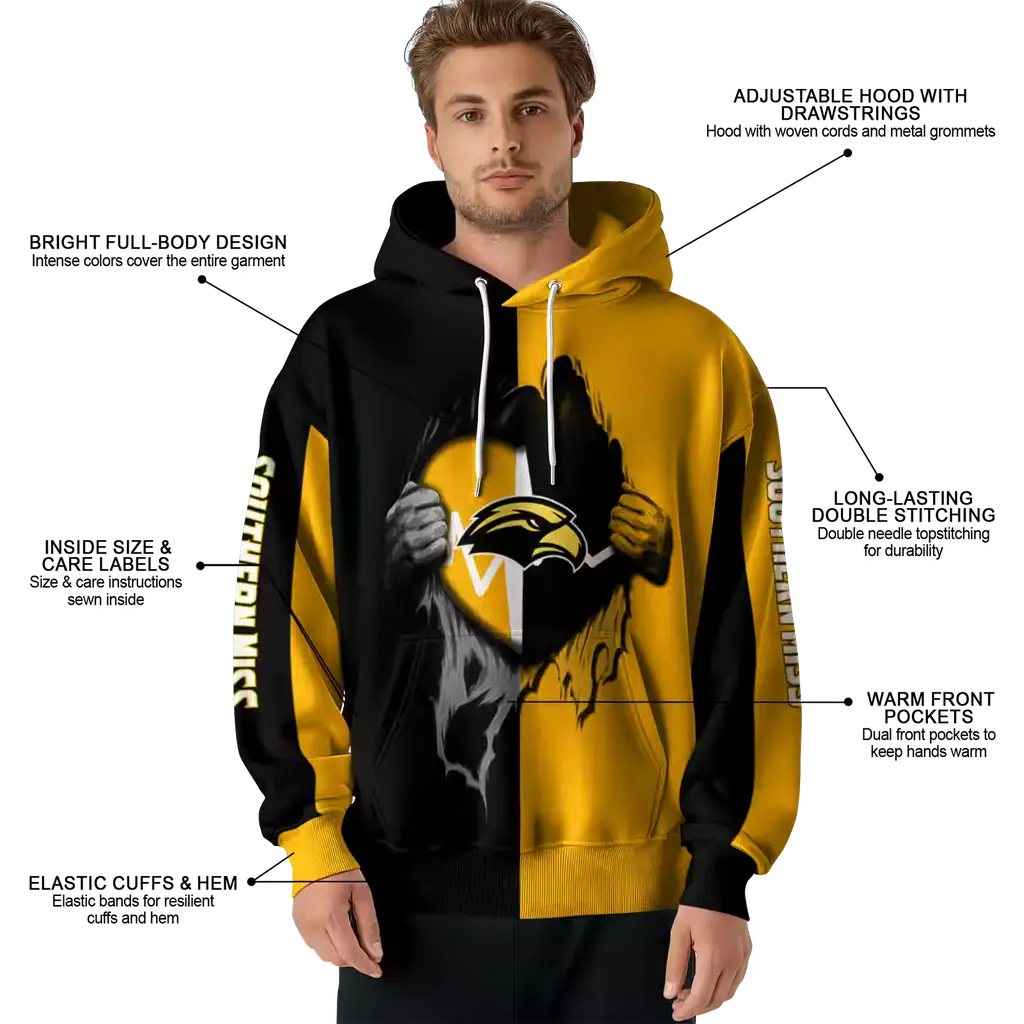 southern miss golden eagles heartbeat graphic black hoodie latest model southern miss golden eagles heartbeat graphic black hoodie latest model