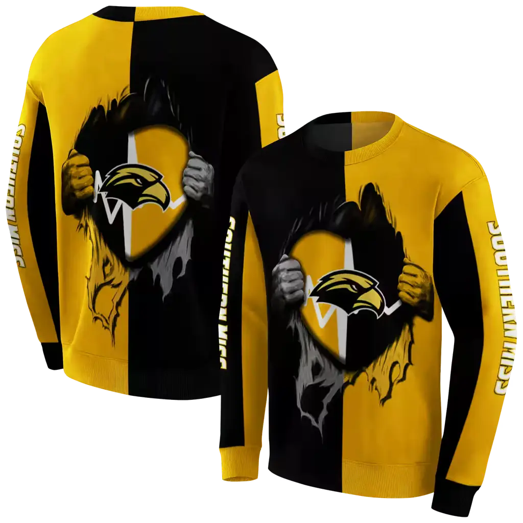 southern miss golden eagles heartbeat graphic black hoodie premium grade southern miss golden eagles heartbeat graphic black hoodie premium grade