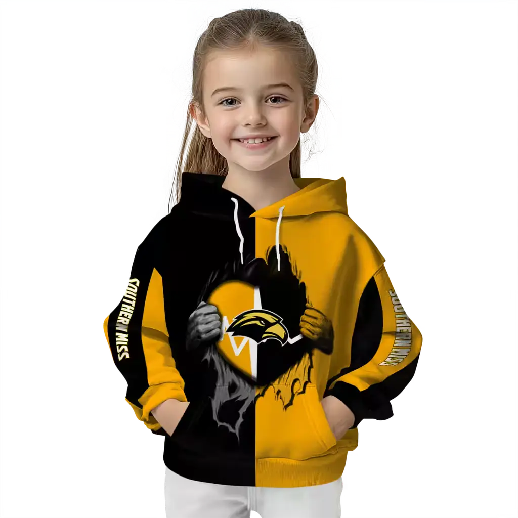southern miss golden eagles heartbeat graphic black hoodie top rated southern miss golden eagles heartbeat graphic black hoodie top rated