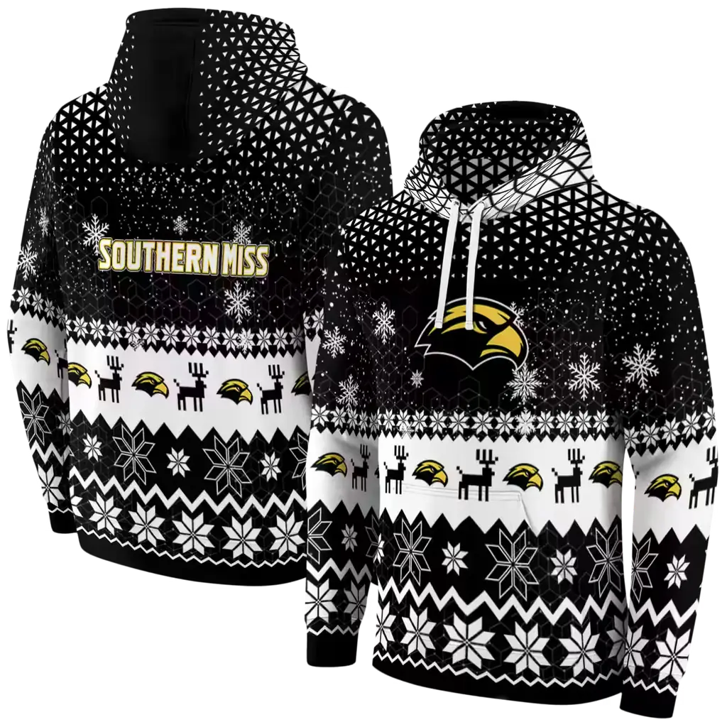 southern miss golden eagles reindeer motif black hoodie fashion forward southern miss golden eagles reindeer motif black hoodie fashion forward