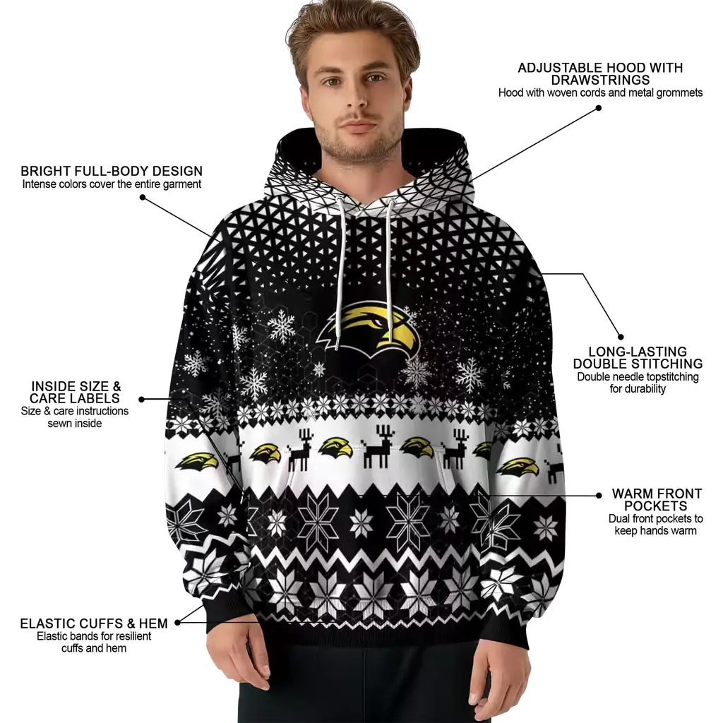 southern miss golden eagles reindeer motif black hoodie latest model southern miss golden eagles reindeer motif black hoodie latest model