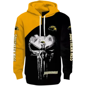 southern miss golden eagles skull punisher gold black hoodie best selling