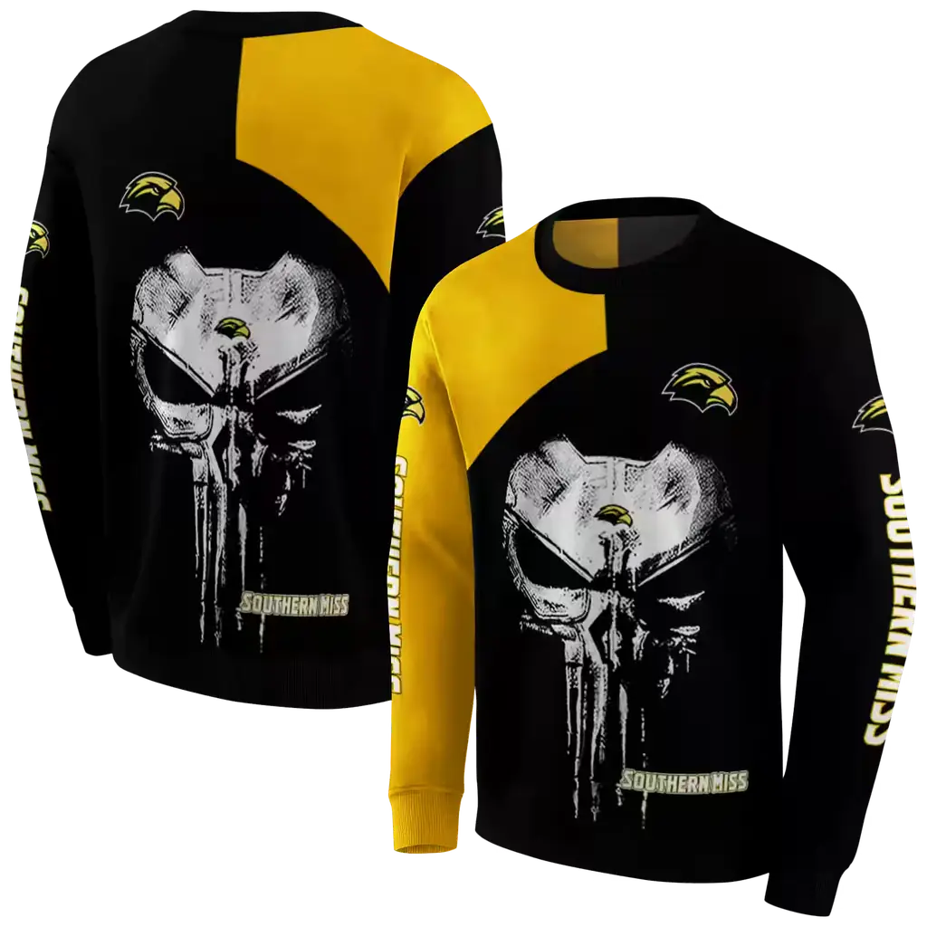 southern miss golden eagles skull punisher gold black hoodie premium grade southern miss golden eagles skull punisher gold black hoodie premium grade