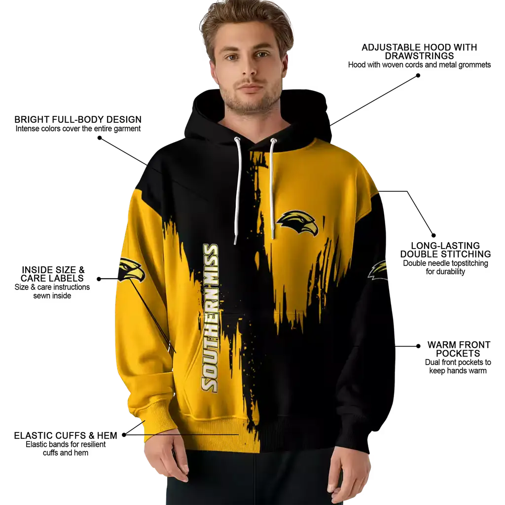 southern miss golden eagles splatter effect black hoodie latest model southern miss golden eagles splatter effect black hoodie latest model
