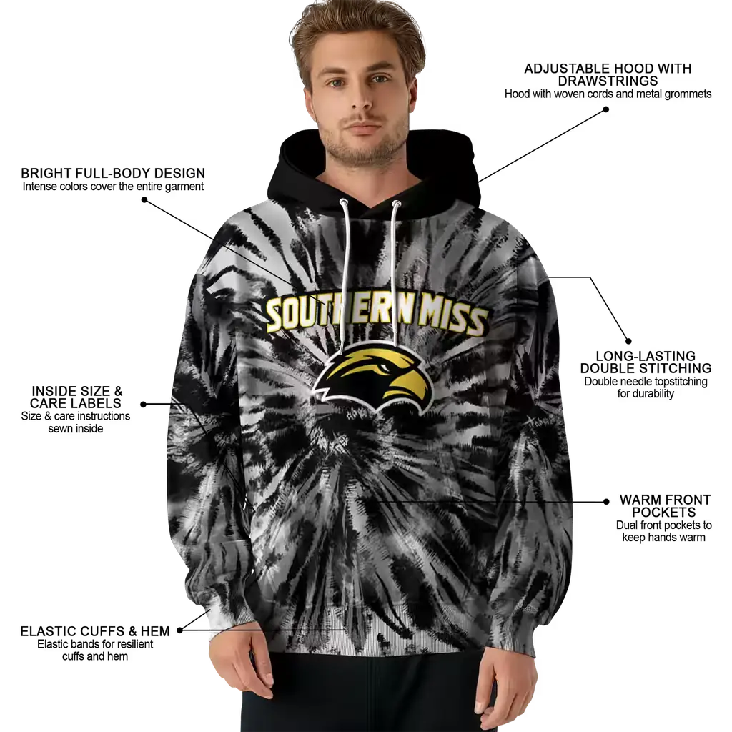 southern miss golden eagles tie dye pattern black hoodie latest model southern miss golden eagles tie dye pattern black hoodie latest model