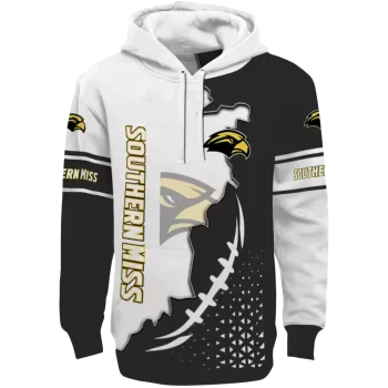 southern miss golden eagles triangular pattern black white hoodie best selling