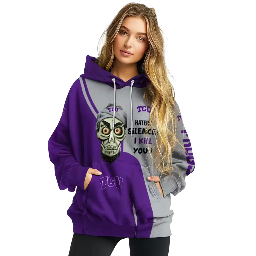 tcu horned frogs achmed skull purple hoodie high quality tcu horned frogs achmed skull purple hoodie high quality