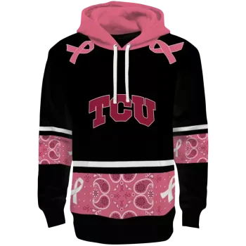 tcu horned frogs awareness ribbon black pink hoodie best selling