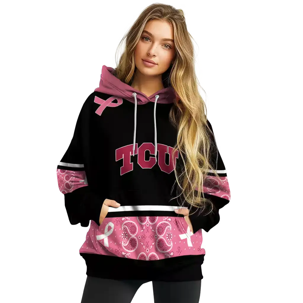 tcu horned frogs awareness ribbon black pink hoodie high quality tcu horned frogs awareness ribbon black pink hoodie high quality