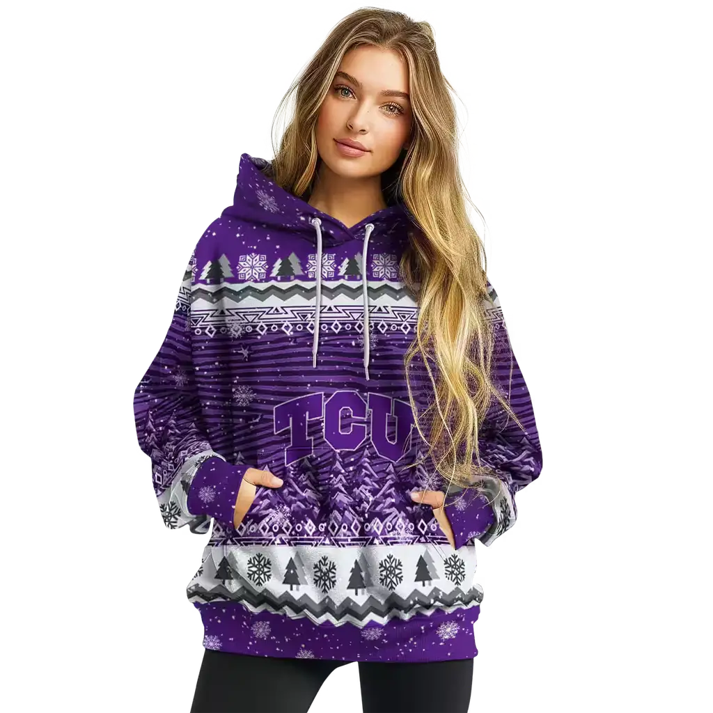 tcu horned frogs christmas trees purple hoodie high quality tcu horned frogs christmas trees purple hoodie high quality