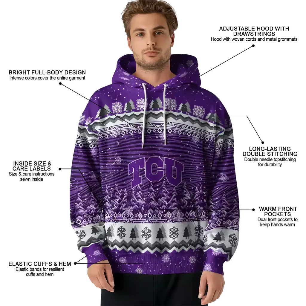 tcu horned frogs christmas trees purple hoodie latest model tcu horned frogs christmas trees purple hoodie latest model