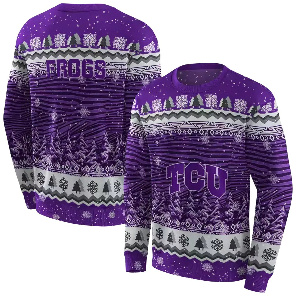 tcu horned frogs christmas trees purple hoodie premium grade tcu horned frogs christmas trees purple hoodie premium grade