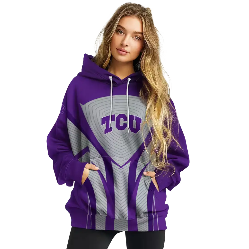 tcu horned frogs concentric lines purple black hoodie high quality tcu horned frogs concentric lines purple black hoodie high quality