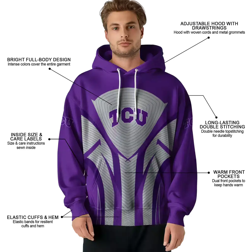 tcu horned frogs concentric lines purple black hoodie latest model tcu horned frogs concentric lines purple black hoodie latest model