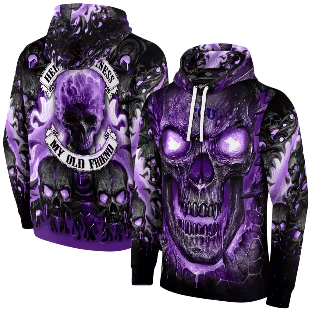 tcu horned frogs demonic skull purple black hoodie fashion forward tcu horned frogs demonic skull purple black hoodie fashion forward