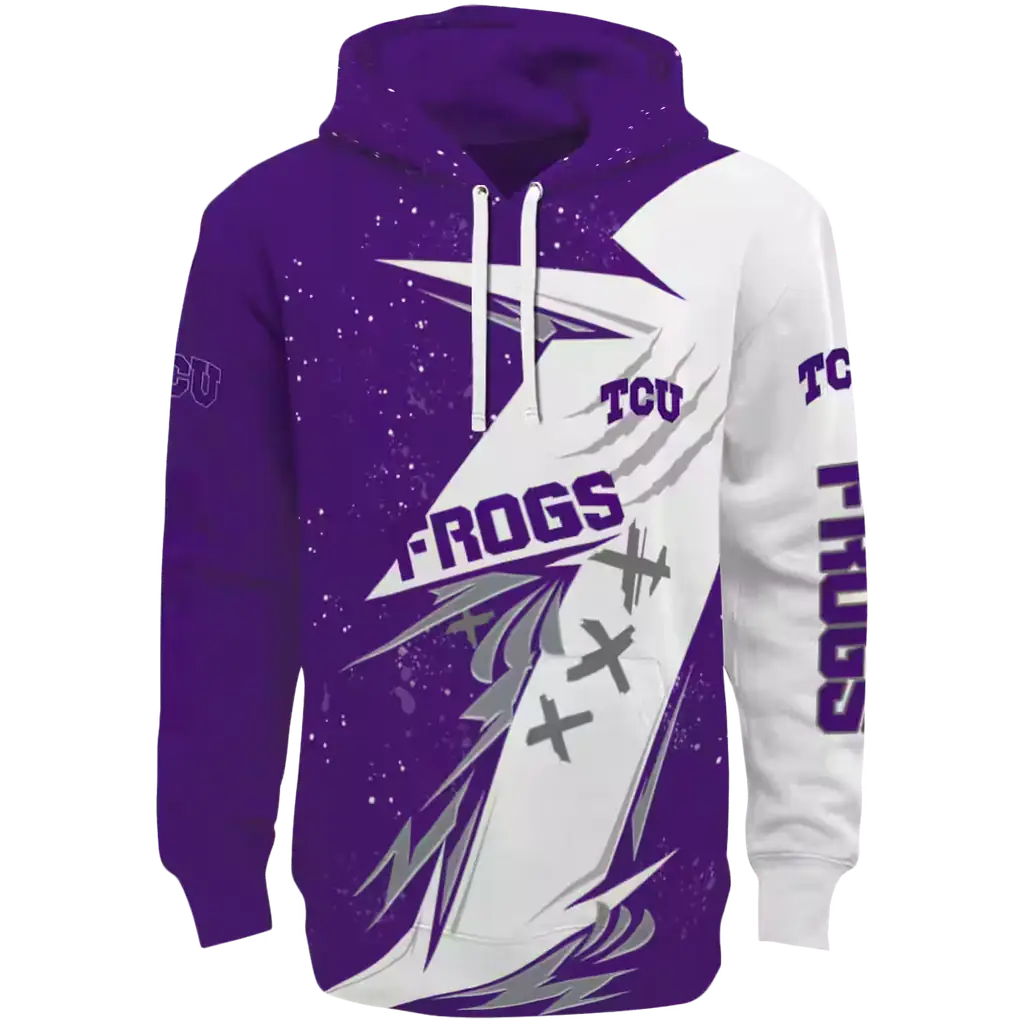 tcu horned frogs dynamic slash purple white hoodie best selling tcu horned frogs dynamic slash purple white hoodie best selling