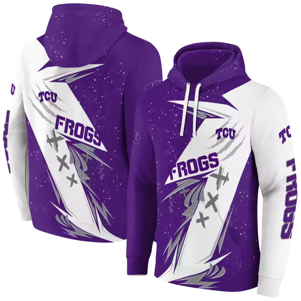 tcu horned frogs dynamic slash purple white hoodie fashion forward tcu horned frogs dynamic slash purple white hoodie fashion forward