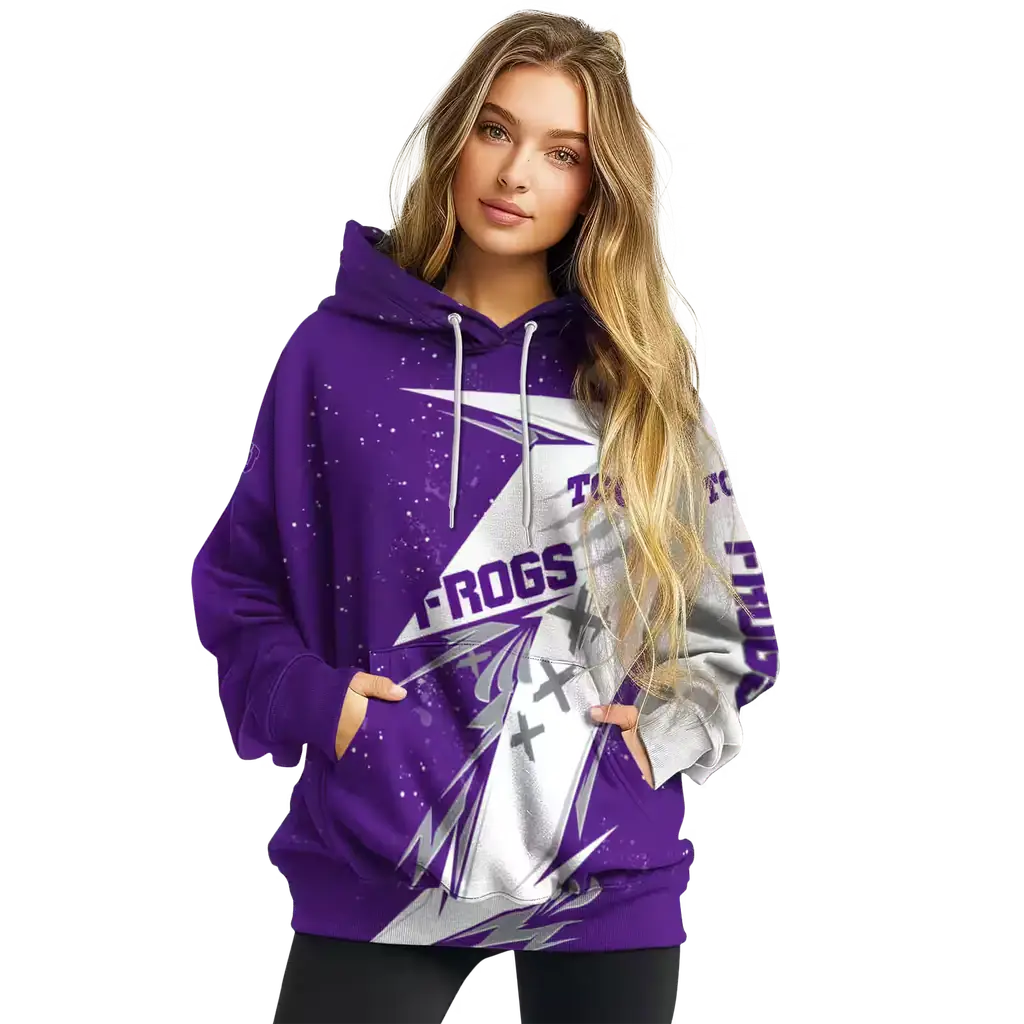 tcu horned frogs dynamic slash purple white hoodie high quality tcu horned frogs dynamic slash purple white hoodie high quality