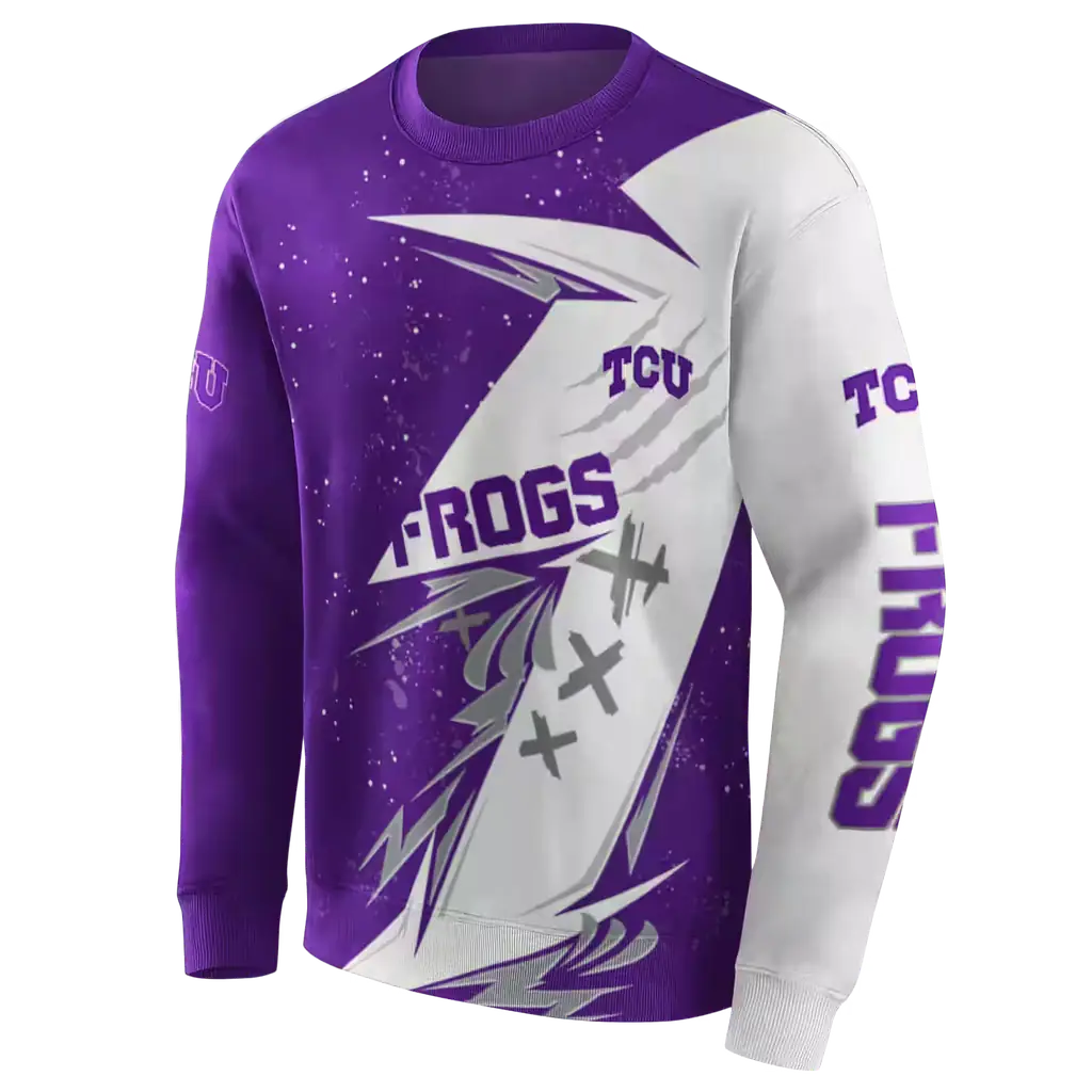tcu horned frogs dynamic slash purple white hoodie new arrival tcu horned frogs dynamic slash purple white hoodie new arrival