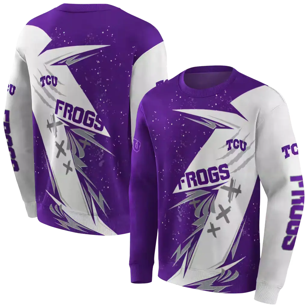 tcu horned frogs dynamic slash purple white hoodie premium grade tcu horned frogs dynamic slash purple white hoodie premium grade