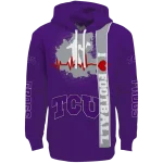 tcu horned frogs football heartbeat purple hoodie best selling