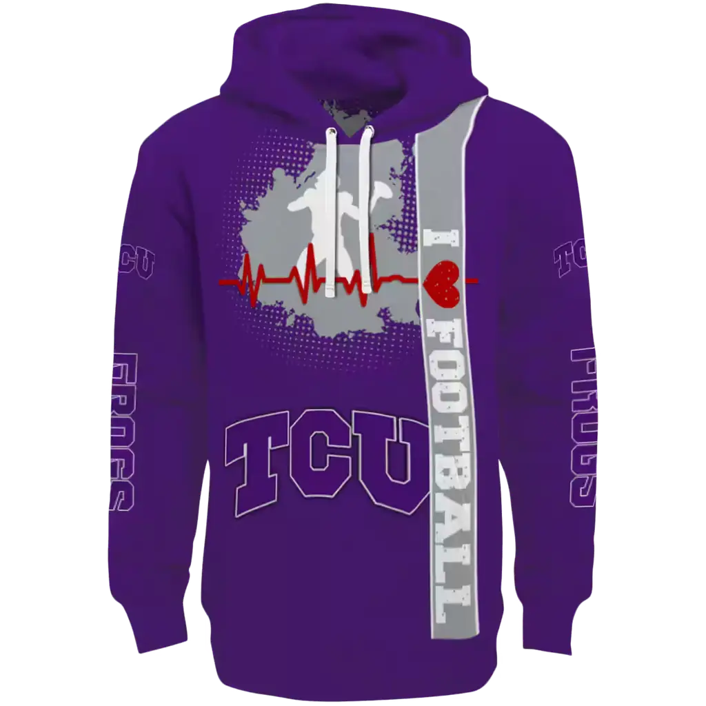 tcu horned frogs football heartbeat purple hoodie best selling tcu horned frogs football heartbeat purple hoodie best selling