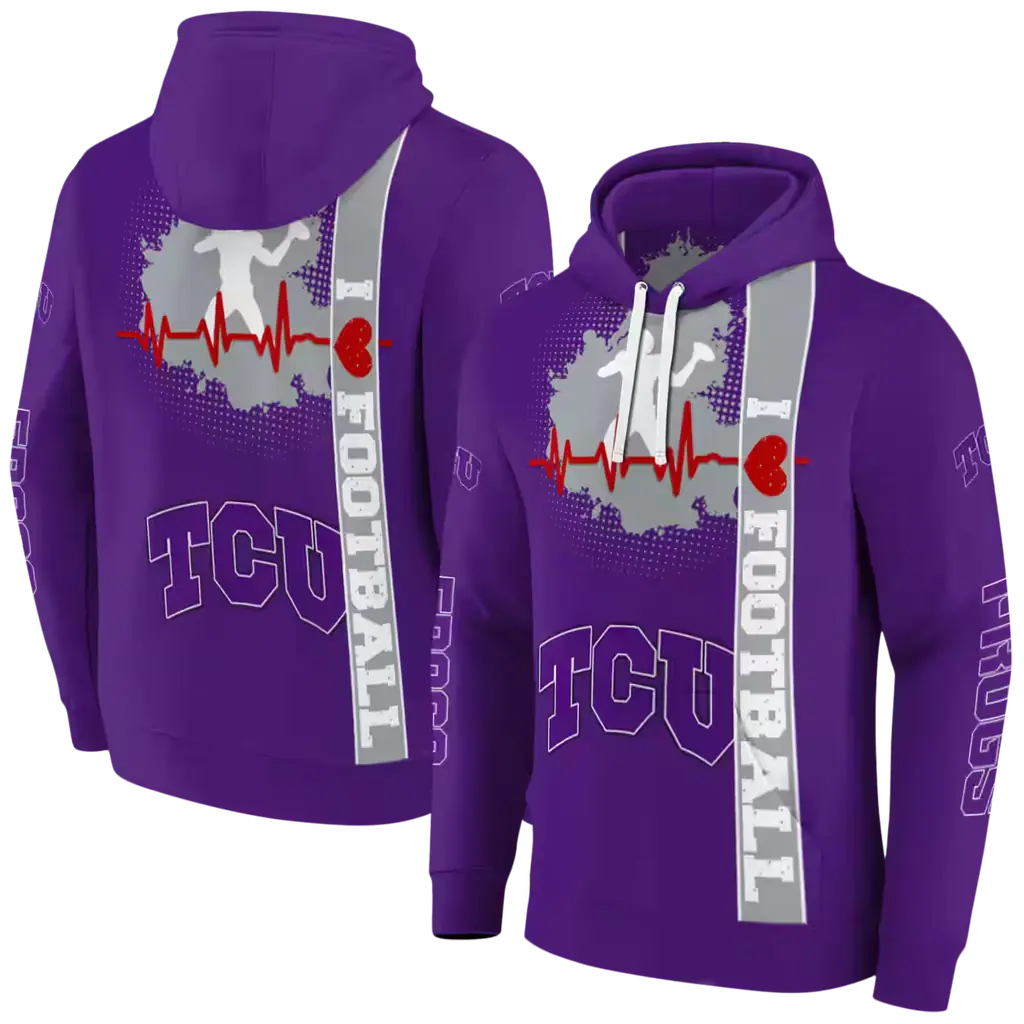tcu horned frogs football heartbeat purple hoodie fashion forward tcu horned frogs football heartbeat purple hoodie fashion forward