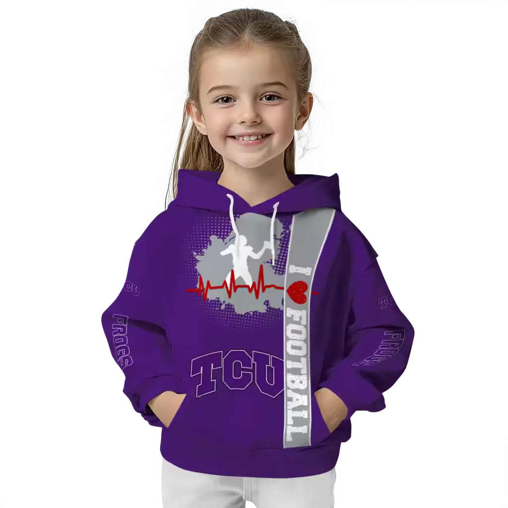 tcu horned frogs football heartbeat purple hoodie top rated tcu horned frogs football heartbeat purple hoodie top rated