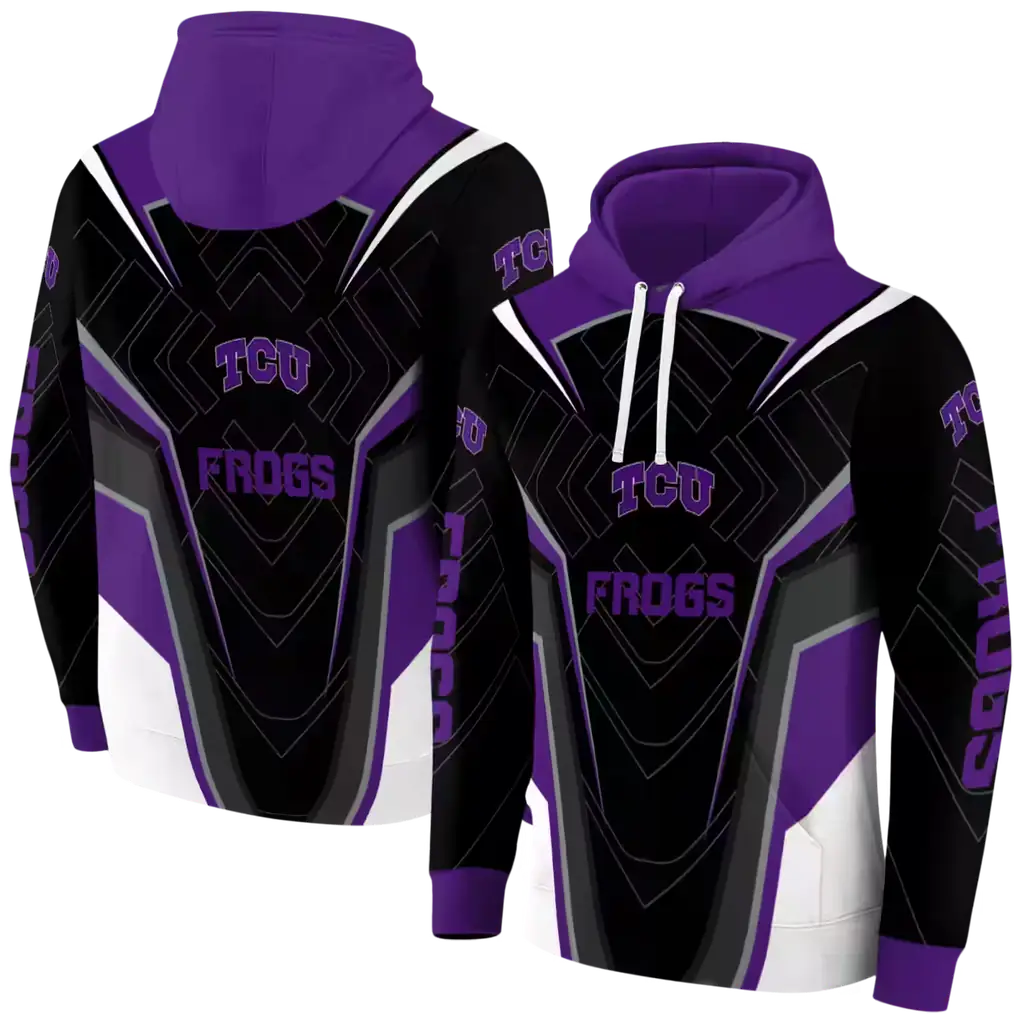 tcu horned frogs futuristic pattern purple black hoodie fashion forward tcu horned frogs futuristic pattern purple black hoodie fashion forward
