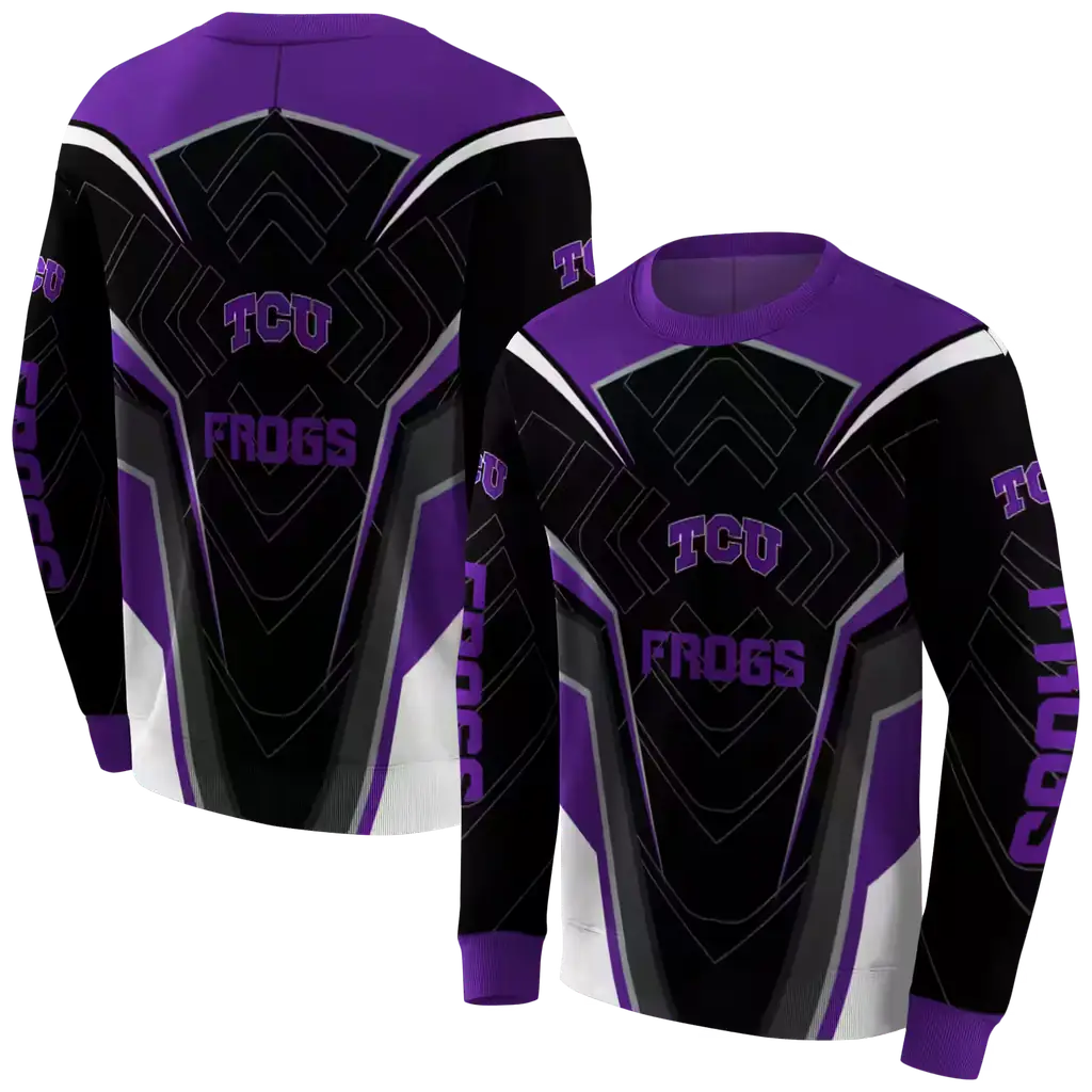 tcu horned frogs futuristic pattern purple black hoodie premium grade tcu horned frogs futuristic pattern purple black hoodie premium grade