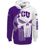 tcu horned frogs graphic punisher purple white hoodie best selling