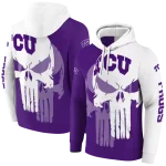 tcu horned frogs graphic punisher purple white hoodie best selling