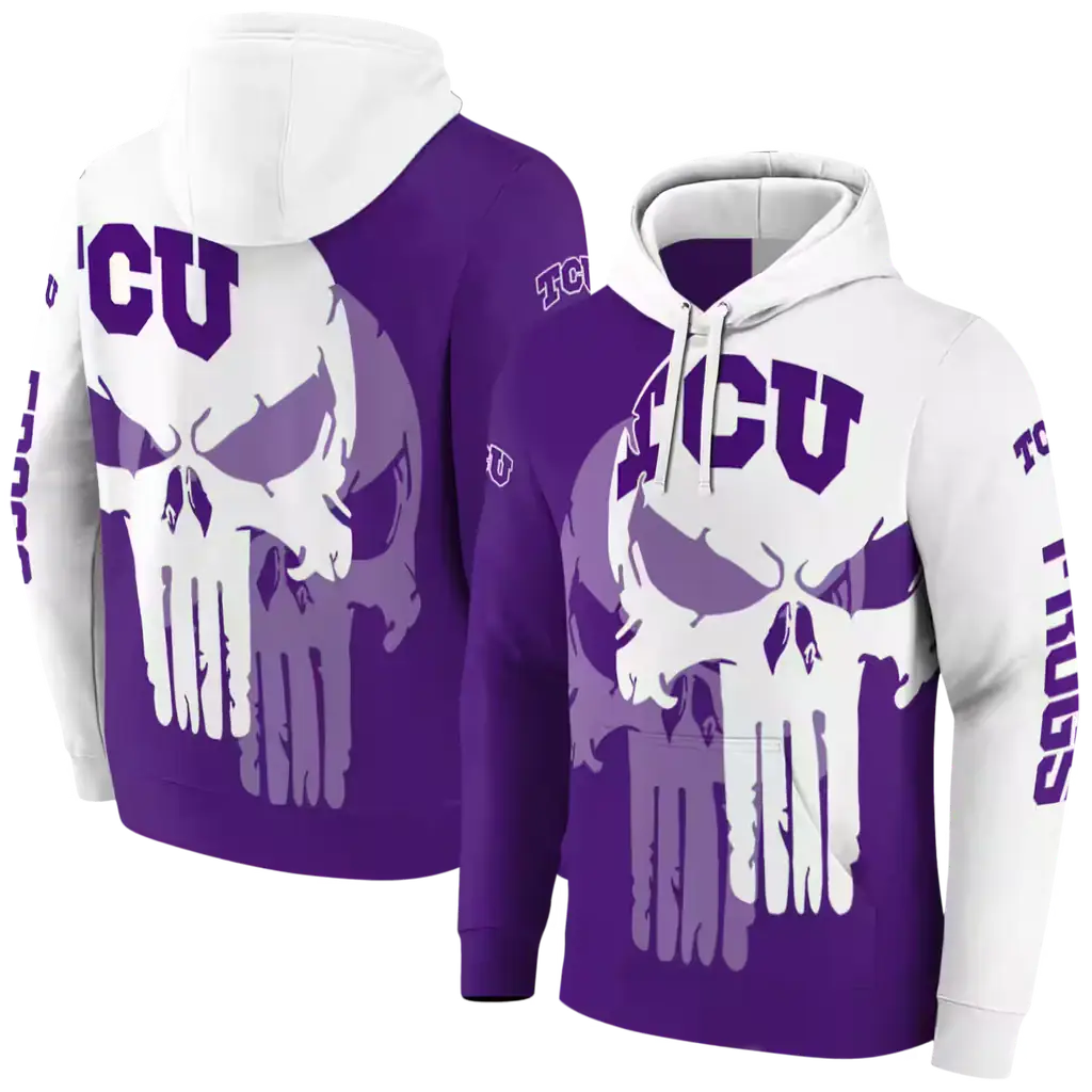 tcu horned frogs graphic punisher purple white hoodie fashion forward tcu horned frogs graphic punisher purple white hoodie fashion forward