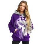 tcu horned frogs graphic punisher purple white hoodie best selling