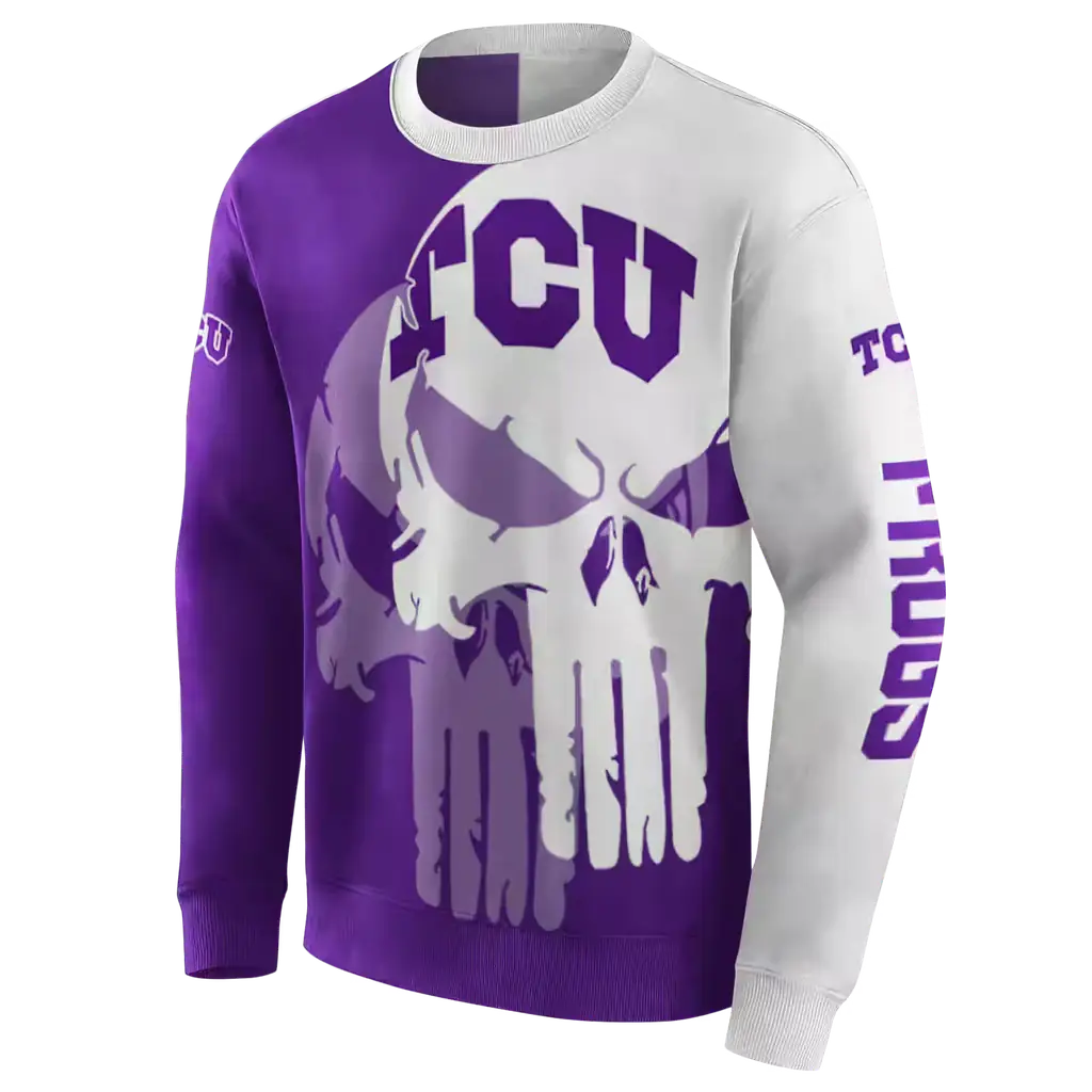 tcu horned frogs graphic punisher purple white hoodie new arrival tcu horned frogs graphic punisher purple white hoodie new arrival