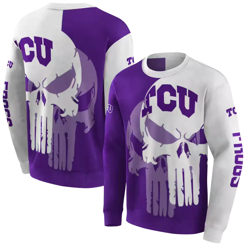 tcu horned frogs graphic punisher purple white hoodie premium grade tcu horned frogs graphic punisher purple white hoodie premium grade