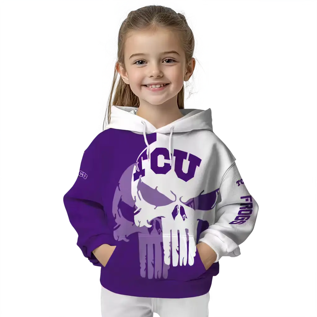 tcu horned frogs graphic punisher purple white hoodie top rated tcu horned frogs graphic punisher purple white hoodie top rated