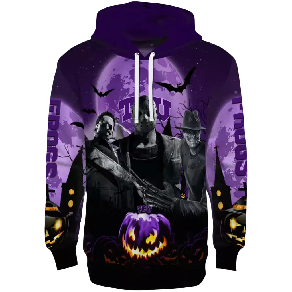 tcu horned frogs halloween vibes purple black hoodie best selling tcu horned frogs halloween vibes purple black hoodie best selling