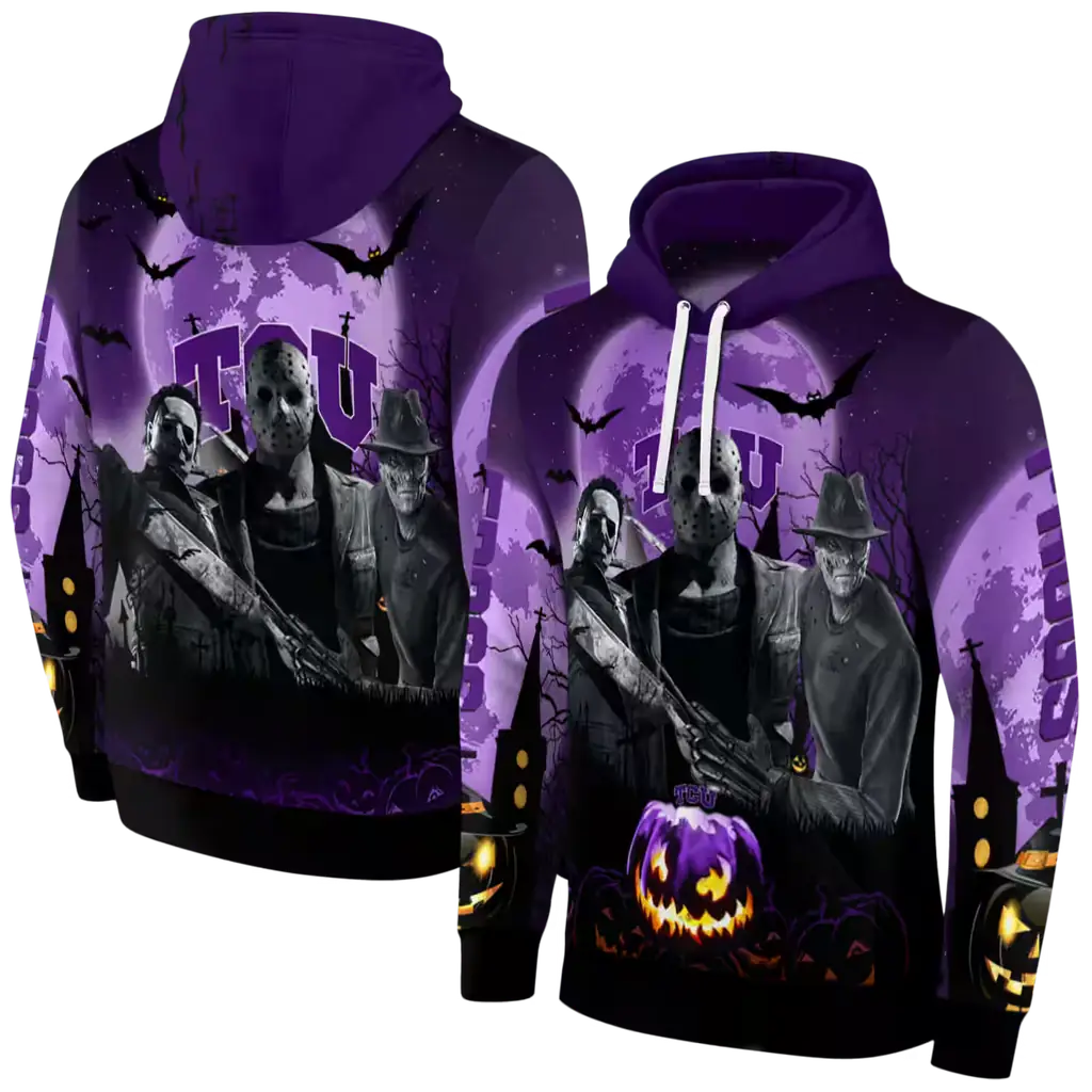 tcu horned frogs halloween vibes purple black hoodie fashion forward tcu horned frogs halloween vibes purple black hoodie fashion forward